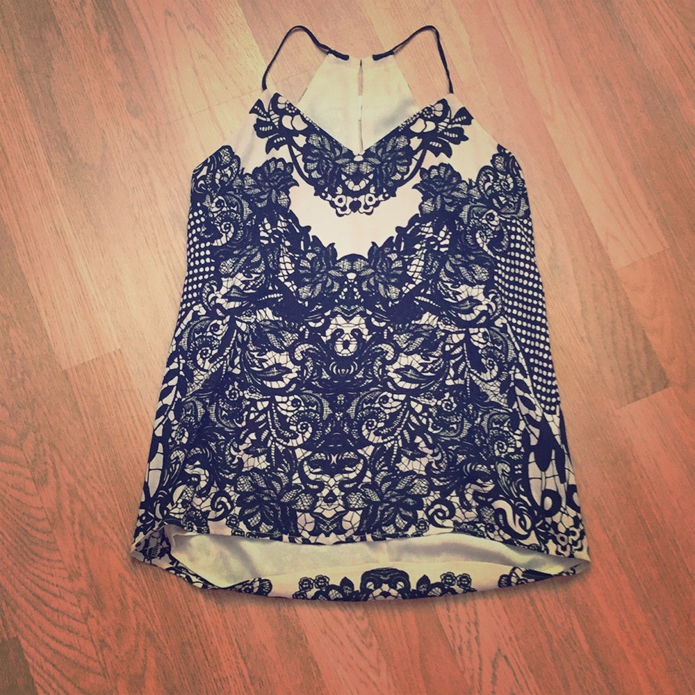 Printed lace cami